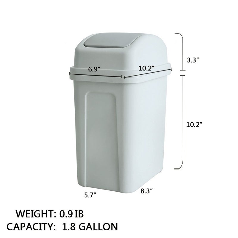 Teyyvn 7 Liter / 1.8 Gallon Plastic Trash Can, Small Garbage Can with Swing Lid (Slightly Grey) - Image 2